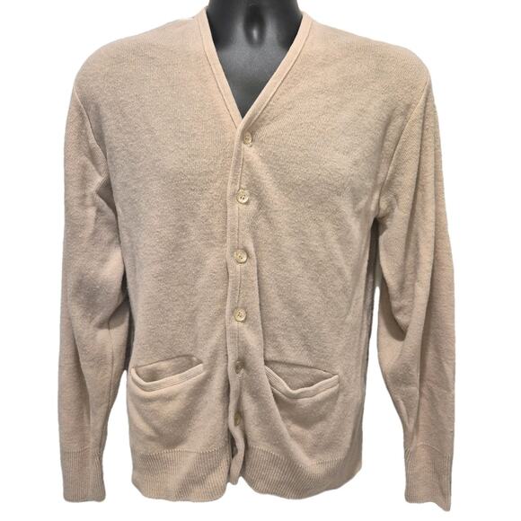 Vintage Brentwood Sportswear Tan Cardigan Mr Rogers Mens M Pockets Button Up - Picture 1 of 5